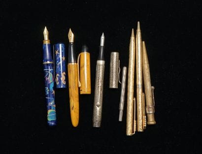 SET of 6 various STYLOS, gilded metal and...