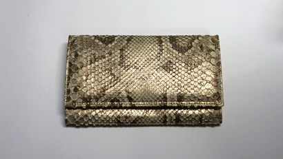 Beige and gold reptile-skin leather WALLET...