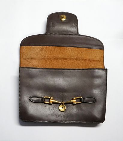 VINTAGE - Chocolate leather handbag, snap...