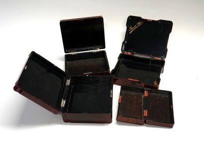ENSEMBLE de 4 boîtes en bois laqué dans le...