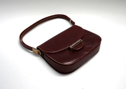 POURCHET - Vintage burgundy leather BAG,...