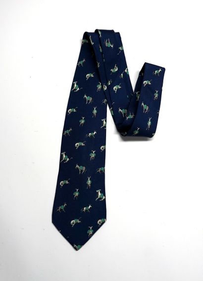 HERMES - Silk CRAVATE with donkey motif on...