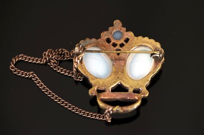 Gilded metal crown brooch embellished with...