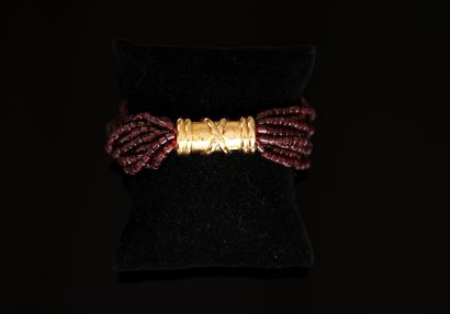 FANTAISIE - Multi-strand garnet tube bead...