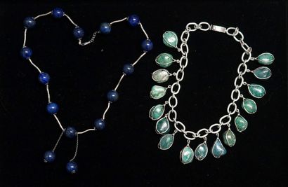 NECKLACE in silver min 800/°° with green...