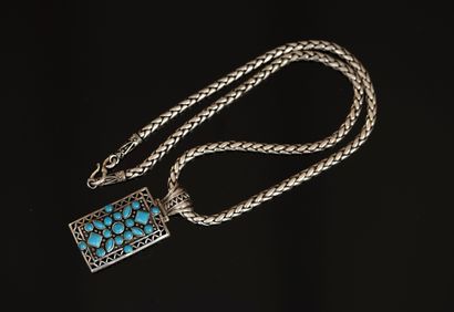 CHAINE maille épi et PENDENTIF en argent...