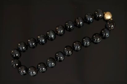 NECKLACE with hawk's eye balls, 18mm, gold-plated...
