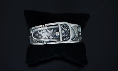 Rigid opening flat JONC BRACELET in silver...