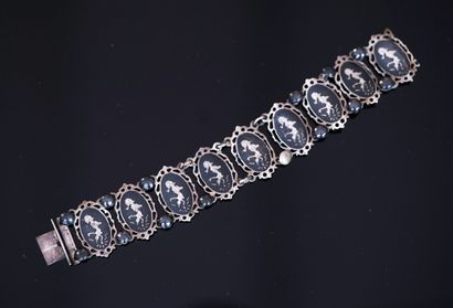 Rigid opening BRACELET in min. 800/°° silver...