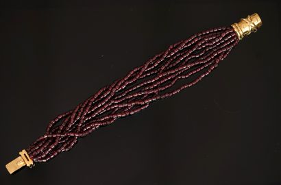 FANTAISIE - Multi-strand garnet tube bead...