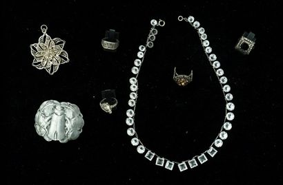 Silver-plated metal and pewter ENSEMBLE including...