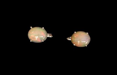 PAIR OF 925/°° silver earrings set with an...