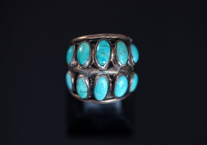 Silver min 800/°° band ring set with 2 lines...