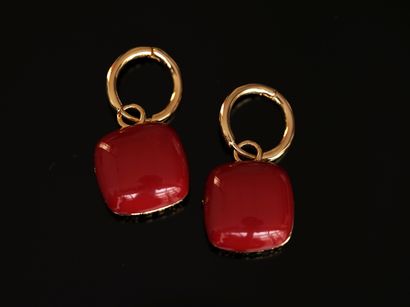 FANTAISIE - PAIR OF EAR PENDANTS in gilded...