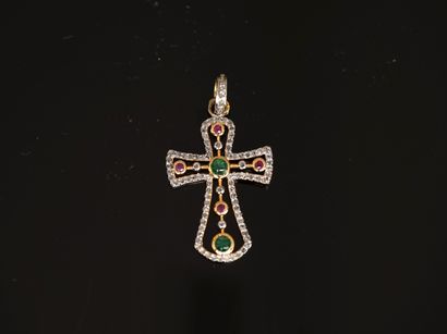 CROSS PENDANT in 925/°° gold-plated openwork...