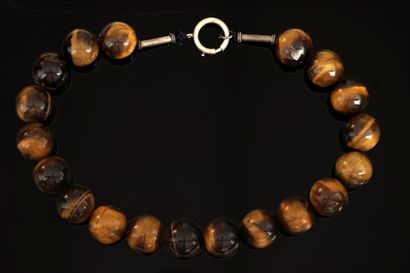NECKLACE with large tiger eye balls, 19/20mm,...