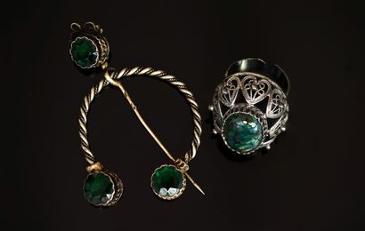 SET in silver min 800/°° comprising 1 FIBULE...