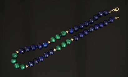 NECKLACE of lapis lazuli and malachite balls,...