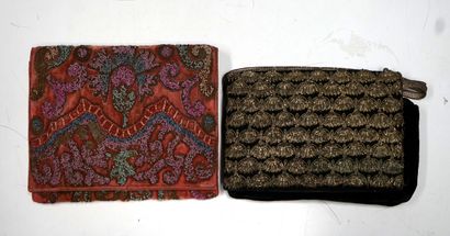 SET of 2 velvet POCKETS embroidered with...