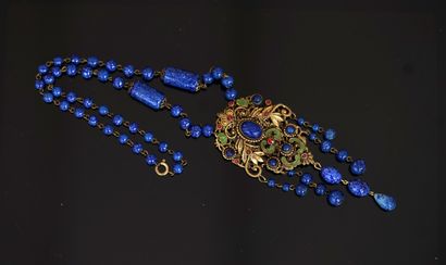 GOLDEN metal COLLAR adorned with lapis lazuli...