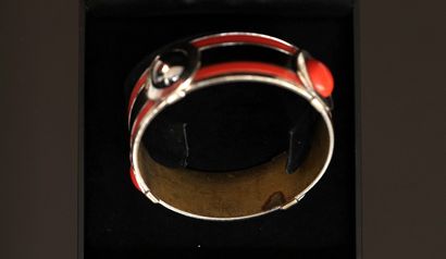 Art Deco flat JONC BRACELET in chrome-plated...