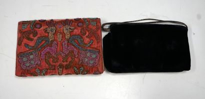 SET of 2 velvet POCKETS embroidered with...
