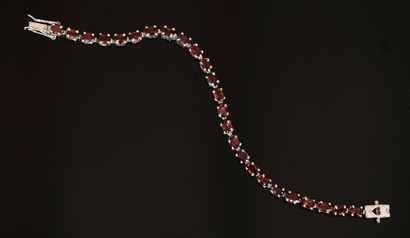 LINE BRACELET in 925/°° silver set with faceted...