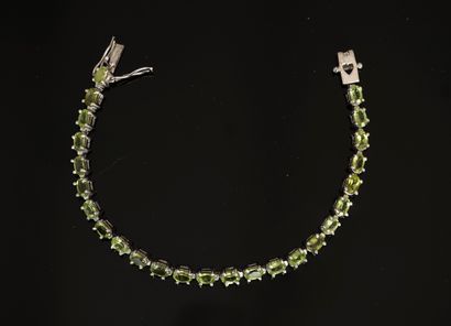 LINE BRACELET in 925/°° silver set with faceted...