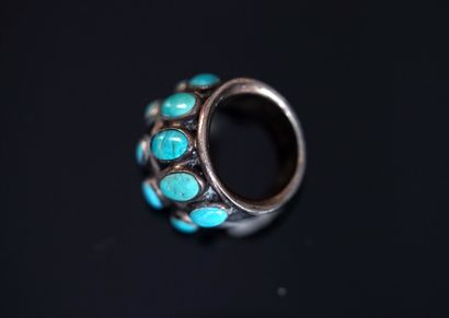 Silver min 800/°° band ring set with 2 lines...