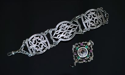 SILVER SET, swan hallmark, including 1 CHATELAINE...
