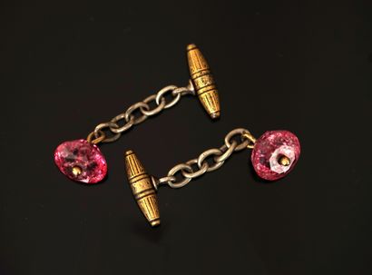 PAIR OF HANDLEBUTTONS in gilded or silvered...
