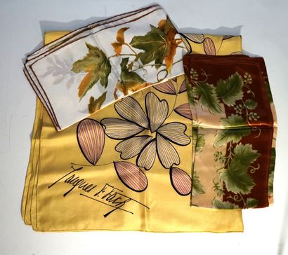 JACQUES FATH - Silk FOULARD with pink leaves...