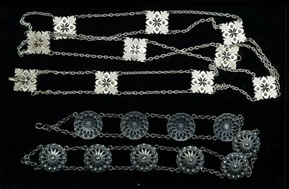 SET of 2 silver-plated and black patinated...
