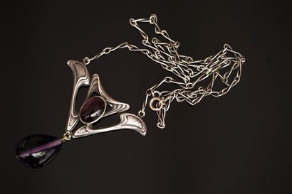 Art Nouveau silver NECKLACE, boar hallmark,...
