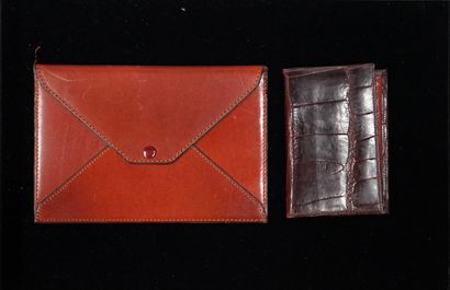 Burgundy and brick-red leather SET including...