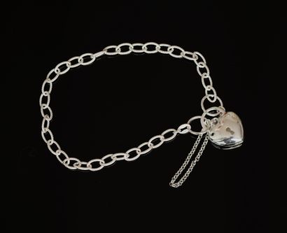 925/°° silver BRACELET with oval links, heart-shaped...
