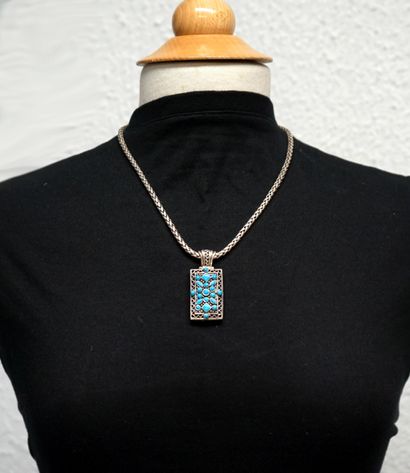 CHAINE maille épi et PENDENTIF en argent...