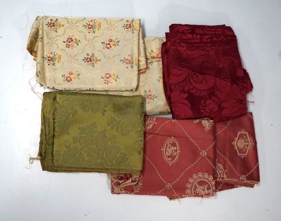 SET of antique fabric coupons in various...