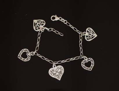 BRACELET in 925/°° silver with filigree heart...