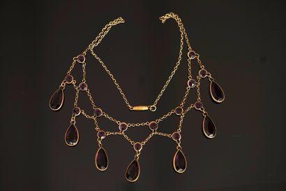 Gilded metal DRAPERIE NECKLACE adorned with...