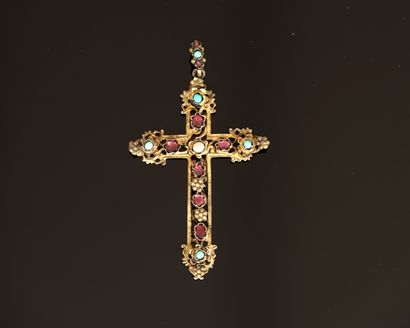 CROSS PENDANT in silver gilt min 800/°° (boar...