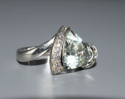 BAGUE en or blanc 18K (750/°°) poinçon tête...