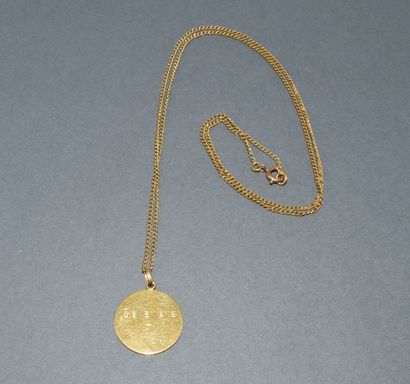 18K (750/°°) yellow gold chain and medal,...