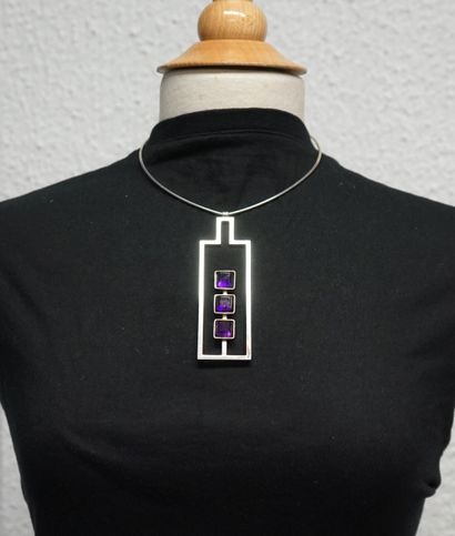 Modernist 925/°° silver NECKLACE and PENDANT,...