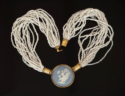 COLLAR with 16 strands of small white and...
