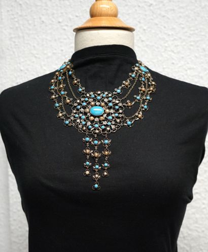 COLLIER DRAPERIE en argent et argent doré...