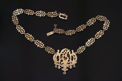 NECKLACE in silver gilt min 800/°° swan and...