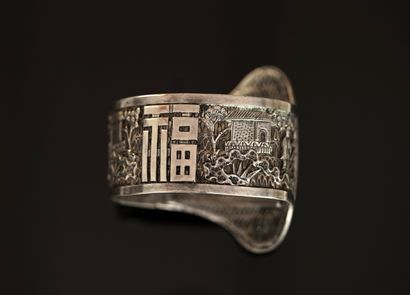 BRACELET CEINTURE rigide ouvrant en argent...
