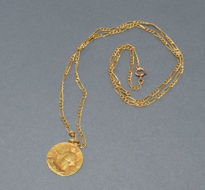 CHAIN AND MEDAL in 18K (750/°°) yellow gold...