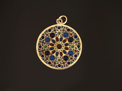18K (750/°°) yellow gold eaglehead pendant,...